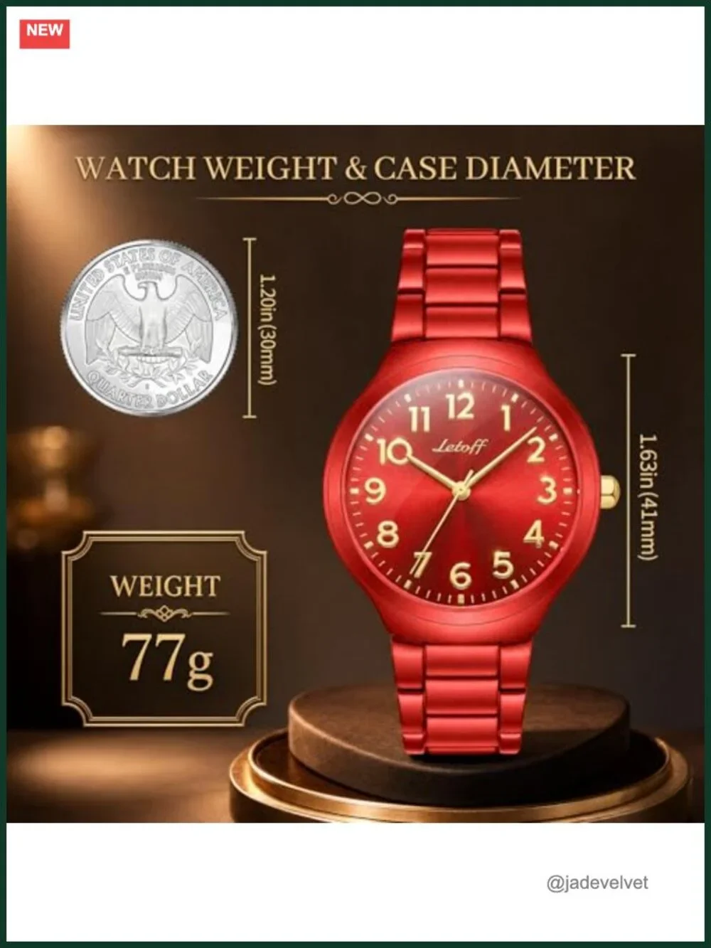 Letoff Women's Watch Gold Arabic Numerals Interchangeable Metal Strap Water